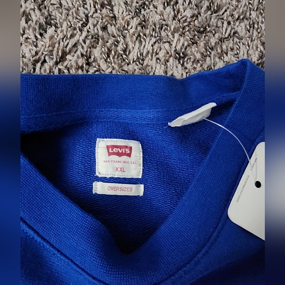 NWT Levi's 501 Oversized Blue Striped Pullover LS Sweater XXL - Picture 3 of 5